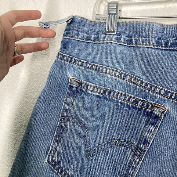 Levis Denim Bermudas Shorts Womens 12 Blue 100% Cotton High Rise - Picture 14 of 16